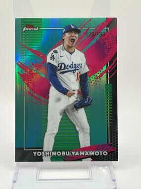 2026 Topps Finest Yoshinobu Yamamoto Rare Aqua Refractor 129/199 SP Dodgers